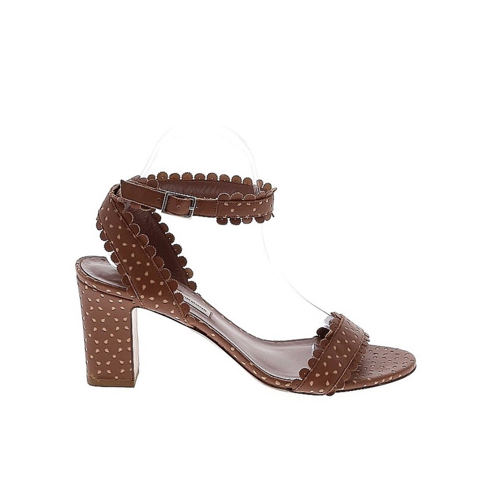 Tabitha Simmons Brown Scalloped Block Heel Sandals